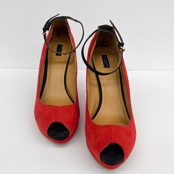 Vintage Zara Peep Toe Platform Shoes | Suede | Size 40 - Picture 2 of 6